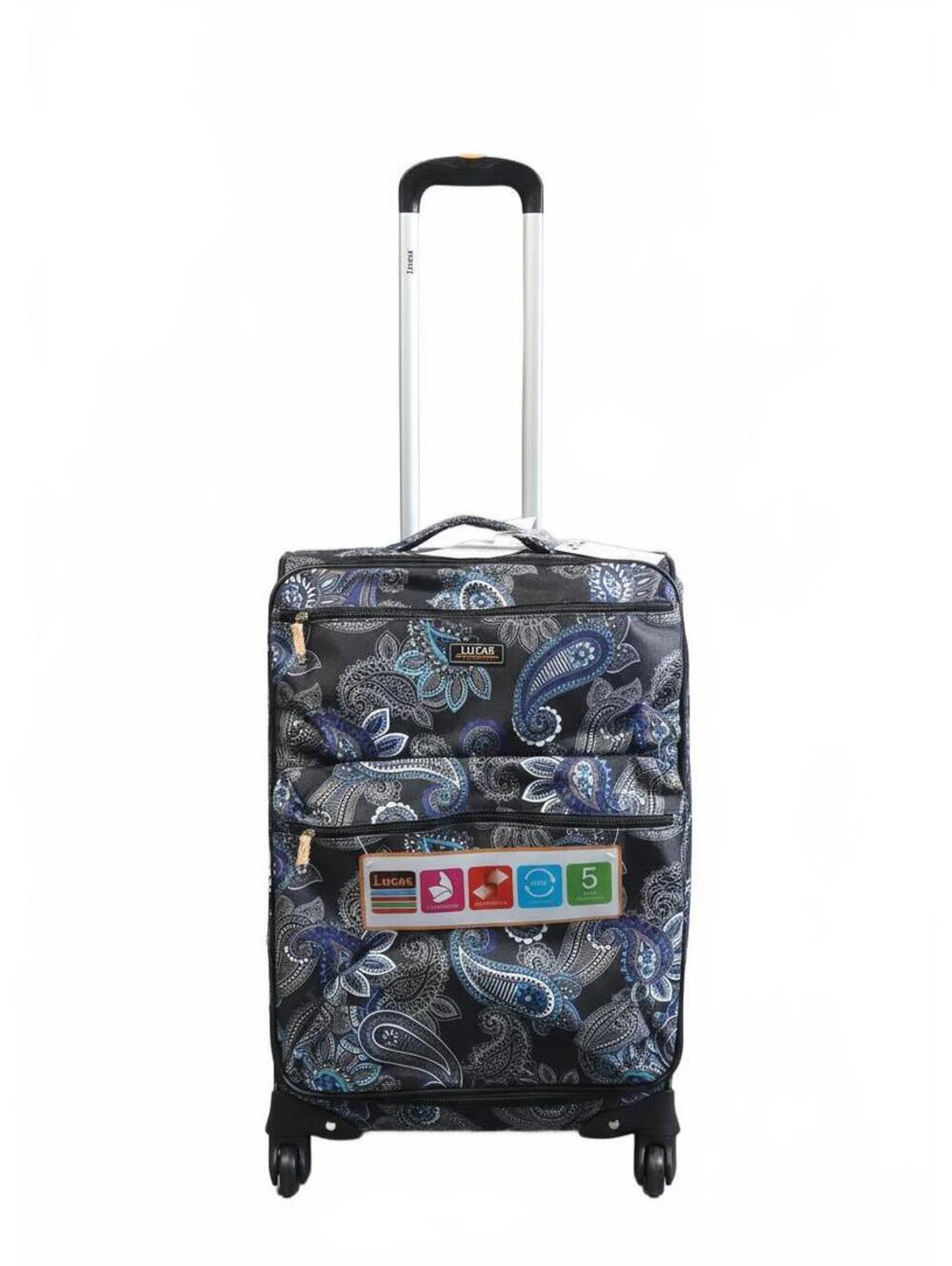 Lucas DNA Collection Print Aqua 24" Expandable Spinner Luggage NWT
